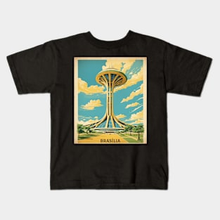 Brasilia Brazil Vintage Tourism Travel Poster Kids T-Shirt